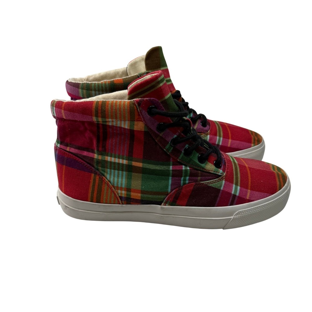 Polo Ralph Lauren Hightop Bryn Madras Plaid Sneakers 818793041001 Mens 9 Sample